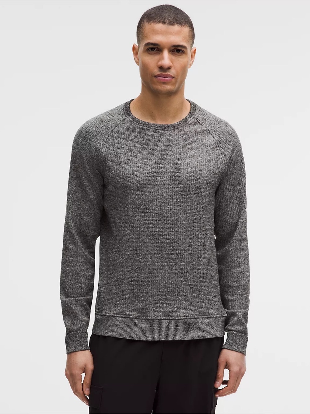 Men Lululemon Wool Blend Engineered Warmth Long-Sleeve Waffle Crewneck Large